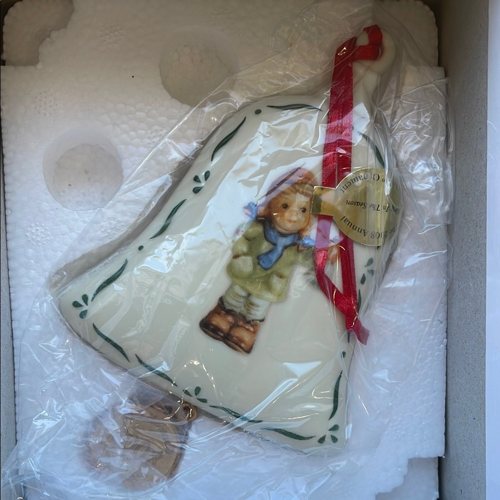 Danbury Mint Cream and Red Holiday Ornament